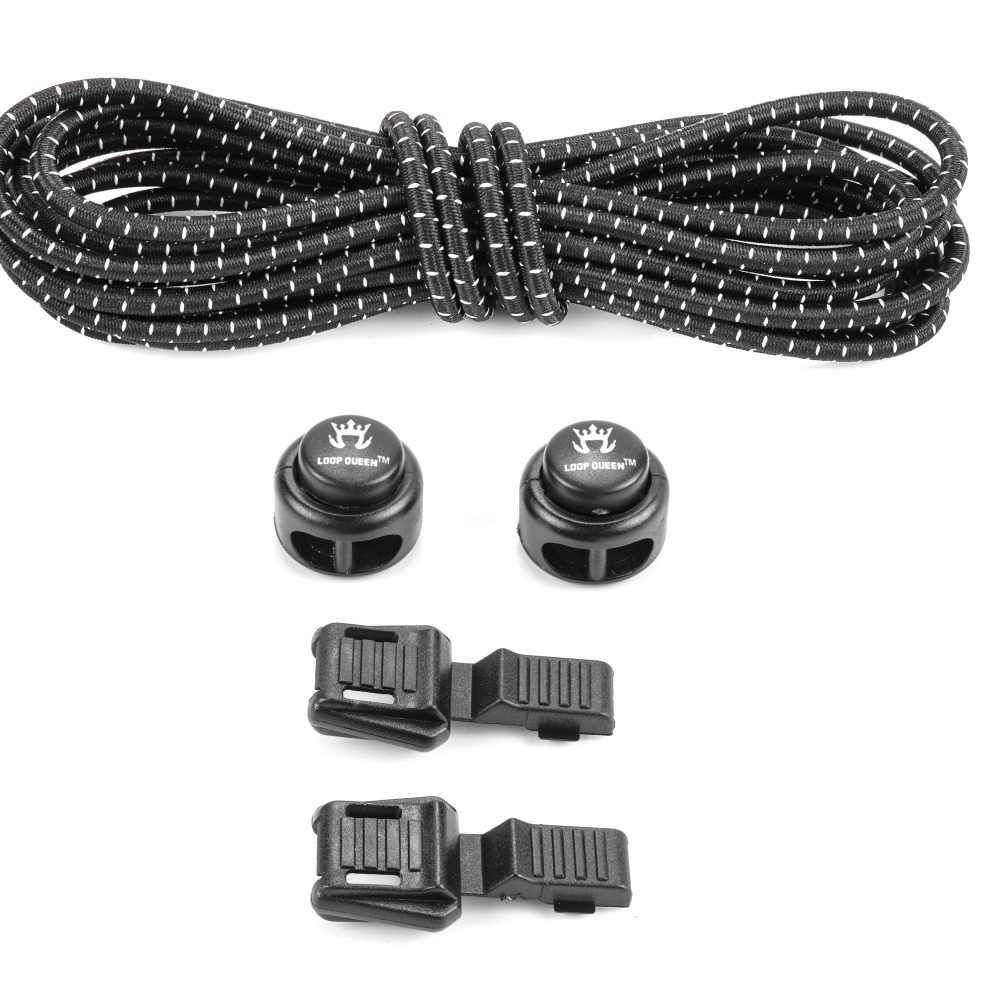 Black Striped No-Tie Laces - 47 inches