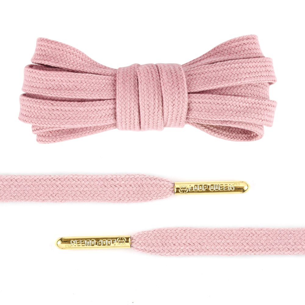Mocha Pink Flat Cotton Shoelaces with Gold Tips