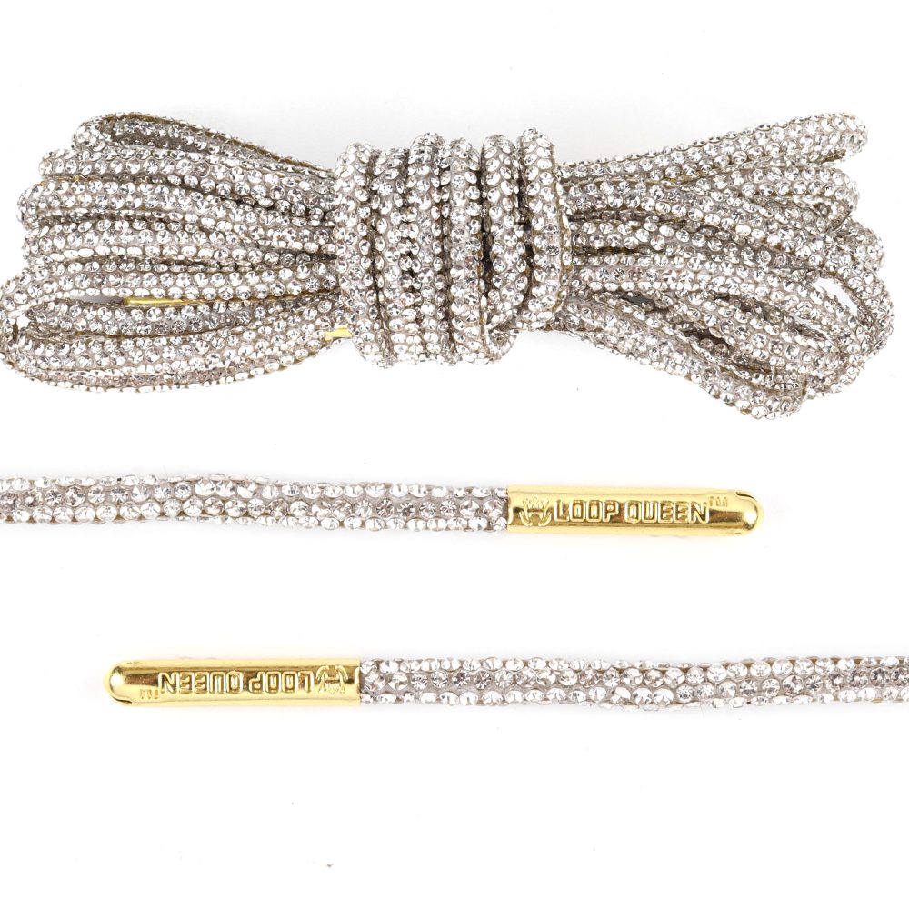 Rope Crystal Rhinestone Shoe Laces with Gold Aglets