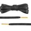 Flat Waxed Black Shoe Laces with Gold Tips