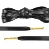 Luxury Black Leather Shoelaces with Gold Tips
