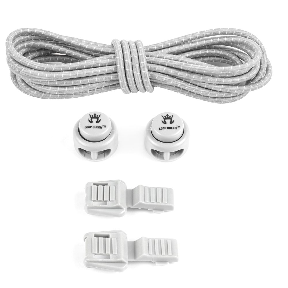 Light Grey Striped No-Tie Laces - 47 inches