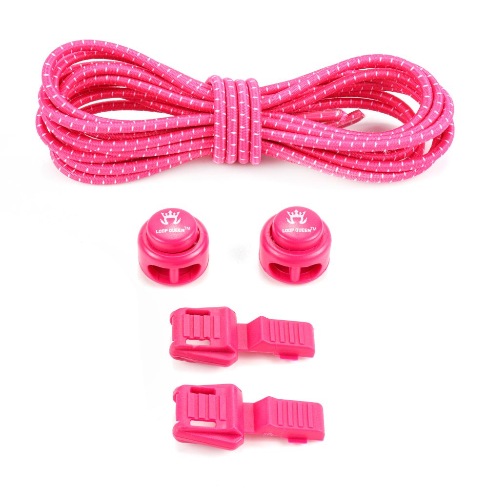 Hot Pink Striped No-Tie Laces - 47 inches