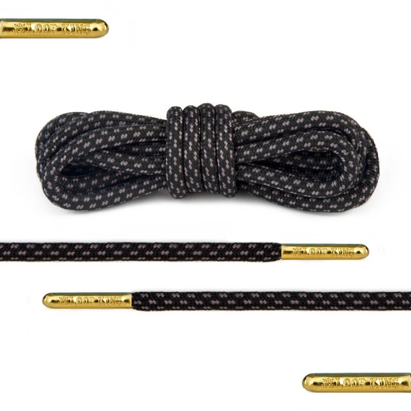 black grey rope round shoelaces