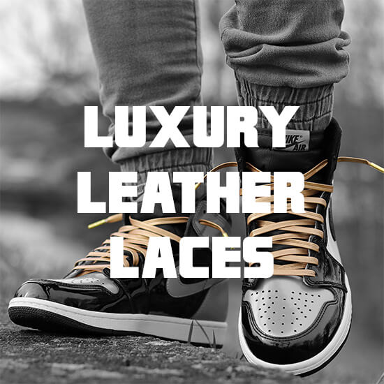 luxury leather shoelaces with gold tips banner