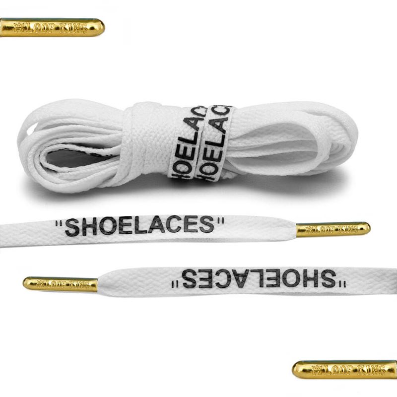 white off-white shoelaces gold tips